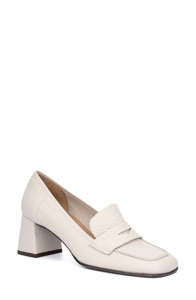 Aquatalia Carlina Leather Heeled Penny Loafers In White