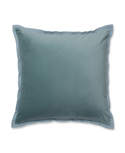 Pillow Perfect Velvet Flange Decorative Pillow, 18" X 18" In Dusty Blue