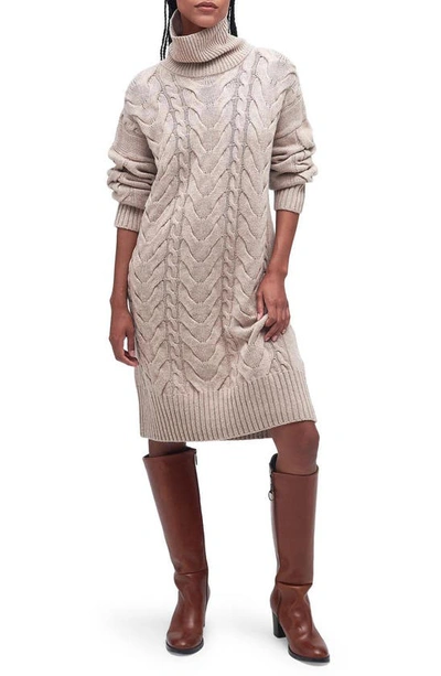 Barbour Woodlane Cable Knit Sweater Dress In Nougat