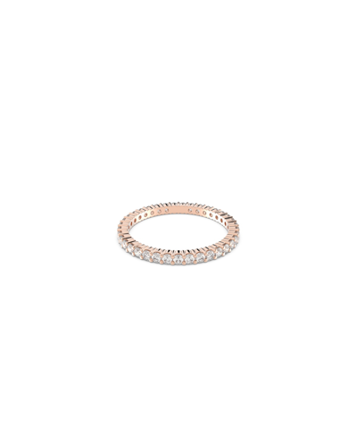 Swarovski Vittore Round Cut Gold Tone Plated Ring In Rose Gold