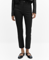 Mango Cropped Slim-fit Trousers Black In Black