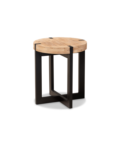Baxton Studio Horace Rustic And Industrial 15.7" Finished Wood And Finished Metal End Table In Brown,black