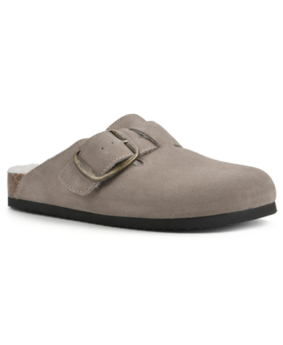 White Mountain Women's Big Sur Slip On Clogs In Taupe Suede With Fur