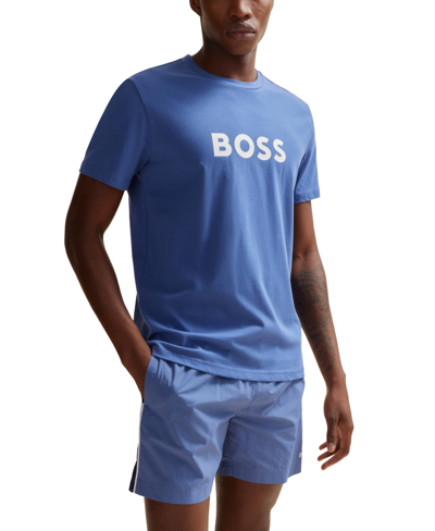 Hugo Boss Boss By  Men's Large Logo T-shirt In Open Blue