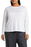 Eileen Fisher Long-sleeve Crewneck Tee In White