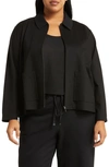 Eileen Fisher Zip-front Washable Flex Ponte Jacket In Black