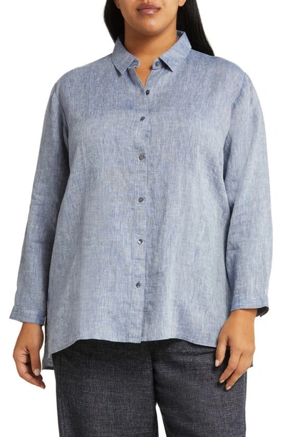 Eileen Fisher Button-down Organic Linen Shirt In Chamber