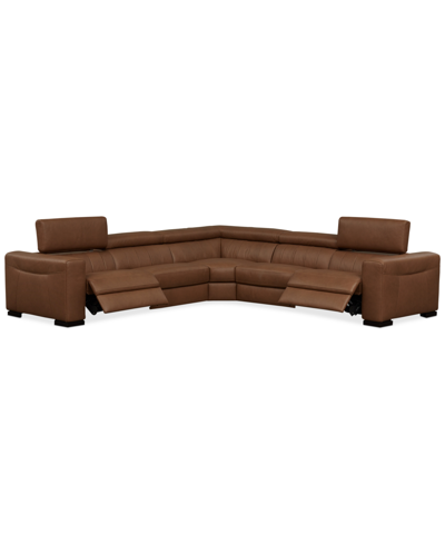 MACY'S RINAN 125" 5-PC. LEATHER SECTIONAL WITH 2 POWER RECLINERS, CREATED FOR MACY'S
