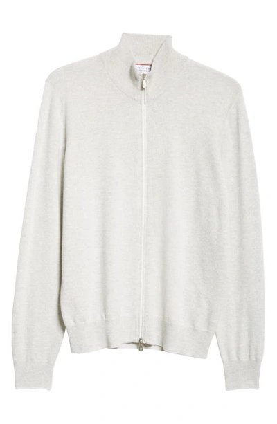 Brunello Cucinelli Cashmere Zip Cardigan In Grey