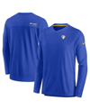 Nike Royal Los Angeles Rams Sideline Coach Chevron Lock Up Long Sleeve V-neck Performance T-shirt In Royal