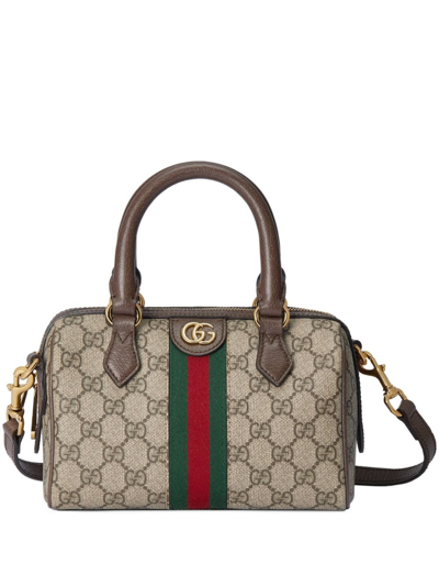 Gucci Neutral Ophidia Gg Mini Tote Bag In Brown