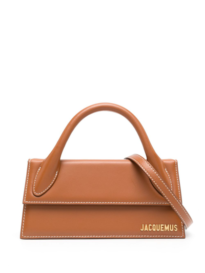 Jacquemus Le Chiquito Long Leather Top Handle Bag In Brown