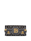 BALMAIN BLACK B-BUZZ 23 CRYSTAL-EMBELLISHED CLUTCH BAG