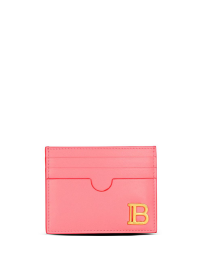 Balmain Pink B-buzz Leather Card Holder