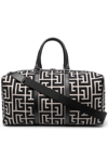 BALMAIN BLACK MONOGRAM CANVAS HOLDALL