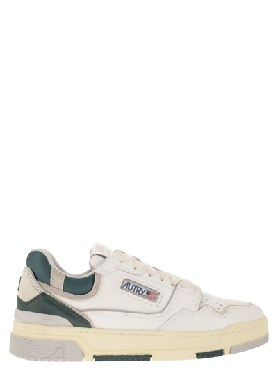Autry Clc Leather Chunky Sneakers In White/green