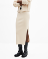 Mango Nora Sweater Knit Midi Skirt In Ecru