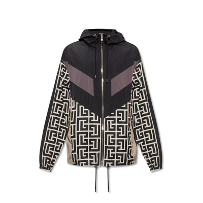 Balmain Nylon Monogram Jacket In Grey