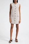 VERONICA BEARD VERONICA BEARD LAUREL WINDOWPANE PLAID SLEEVELESS TWEED MINIDRESS