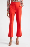 Veronica Beard Tani Straight Cropped Pintuck Pants In Red