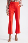 Veronica Beard Tani Straight Cropped Pintuck Pants In Flame