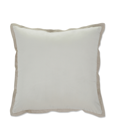 Pillow Perfect Velvet Flange Decorative Pillow, 18" X 18" In Light Beige