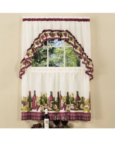 Achim Chardonnay Printed Tier Swag Window Curtain Sets In Burgundy