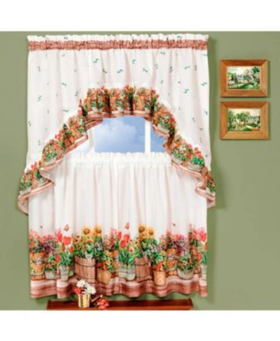 Achim Country Garden Printed Tier Swag Window Curtain Sets In Multi
