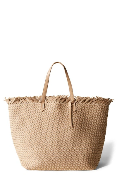Naghedi Havana Woven Faux Leather Tote In Cashmere