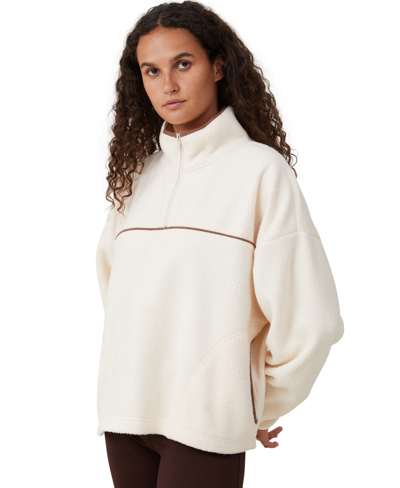 Cotton On Women's Teddy Fleece Quarter Zip Sweater In Natural