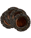 American Atelier Serveware Embossed Charger Plates Set Of 4 In Brown