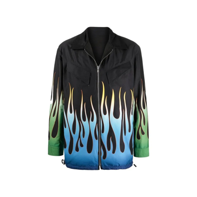 Kenzo Flame Print Reversible Jacket In Multicolor