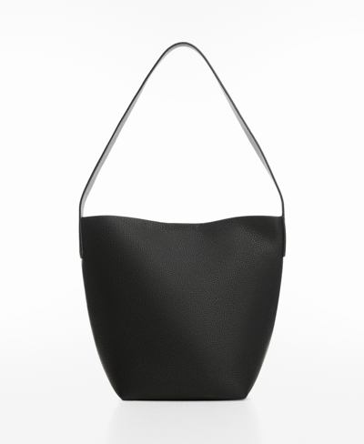 Mango Women's Leather Effect Bucket Bag In Black