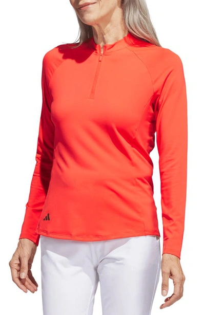 Adidas Golf Performance Quarter Zip Golf Pullover In Bright Red