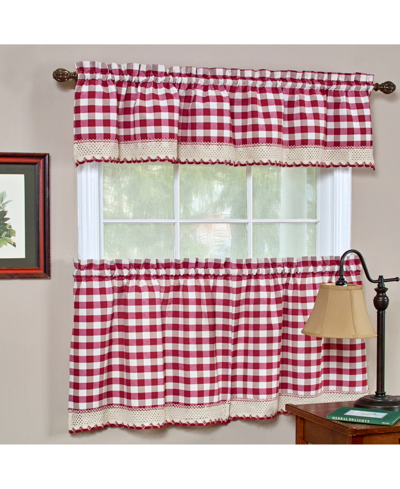 Achim Buffalo Check Window Valance, 58" X 14" In Burgundy