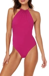 Andie Saida Lace-up Back One-piece Swimsuit In Magenta