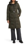 Sam Edelman Belted Hooded Puffer Coat In Olive