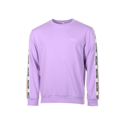 Moschino Underwear Logo Taped Arm Sweatshirt In Purple