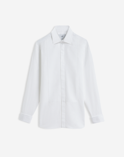 Dunhill Cotton Pique Point Collar Evening Shirt In White