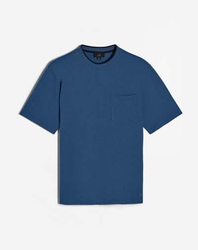 Dunhill Micro Pique Cotton Silk T-shirt In Blue