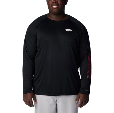 Columbia Black Arkansas Razorbacks Big & Tall Pfg Terminal Tackle Omni-shade Raglan Long Sleeve T-sh