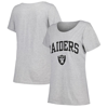 FANATICS FANATICS BRANDED HEATHER GRAY LAS VEGAS RAIDERS PLUS SIZE ARCH OVER LOGO T-SHIRT