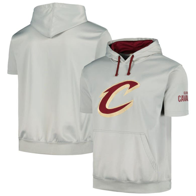 Fanatics Branded Silver/wine Cleveland Cavaliers Short Sleeve Pullover Hoodie In Silver,wine