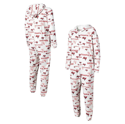 Concepts Sport White Tampa Bay Buccaneers Allover Print Docket Union Full-zip Hooded Pajama Suit