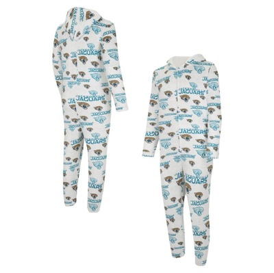 Concepts Sport White Jacksonville Jaguars Allover Print Docket Union Full-zip Hooded Pajama Suit