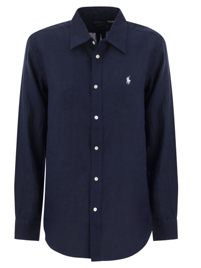 Polo Ralph Lauren Linen Shirt In Blue