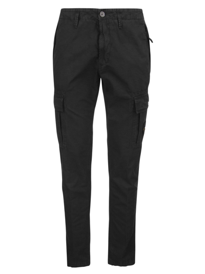 Stone Island Cotton Cargo Trousers In Navy Blue