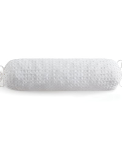 Dkny Pure Waffle Bolster Decorative Pillow, 12" X 36" In White