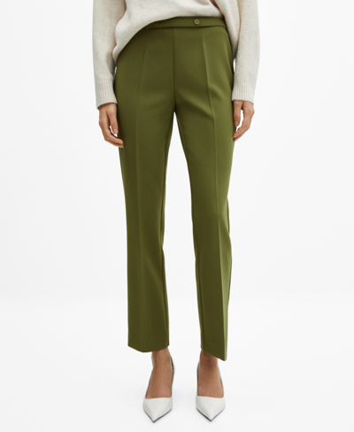Mango Women's Belt Straight-fit Pants In Green