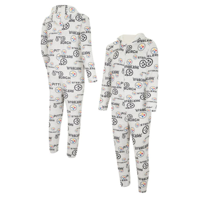 Concepts Sport White Pittsburgh Steelers Allover Print Docket Union Full-zip Hooded Pajama Suit